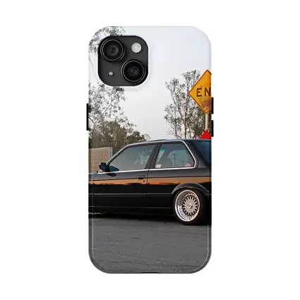 BMW E30 Black Coupe Street Scene