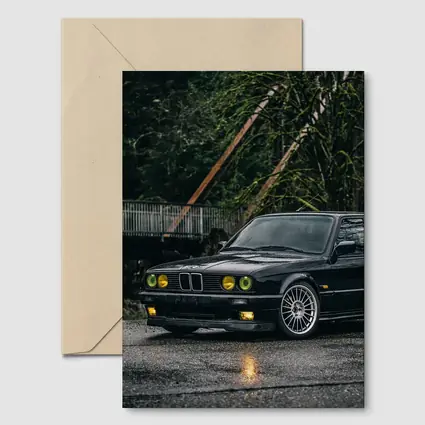 BMW E30 Touring Wagon Black Wet Street