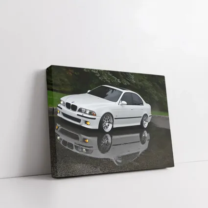 BMW E39 M5 White Wet Street Reflection