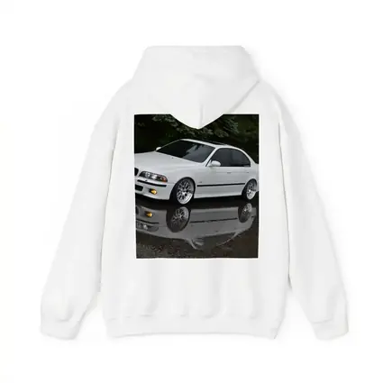 BMW E39 M5 White Wet Street Reflection