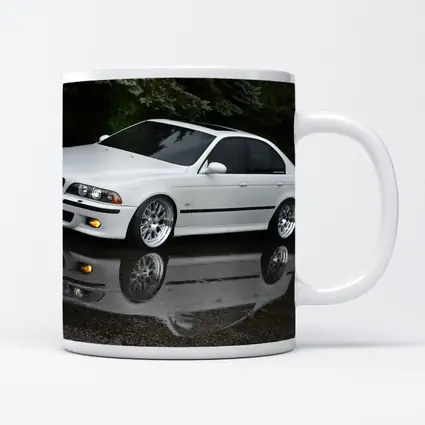 BMW E39 M5 White Wet Street Reflection