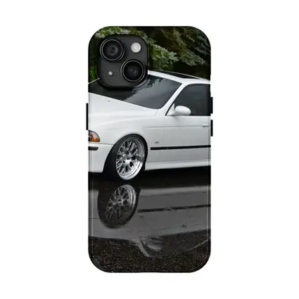 BMW E39 M5 White Wet Street Reflection
