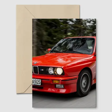 BMW M3 E30 Red Coupe Motion Shot