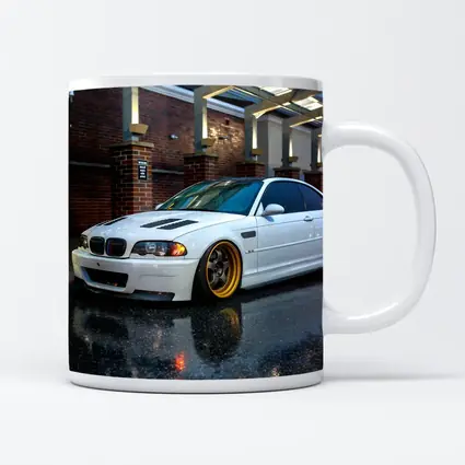 BMW M3 White Stance Rainy Urban Street