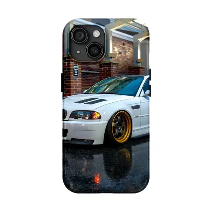 BMW M3 White Stance Rainy Urban Street