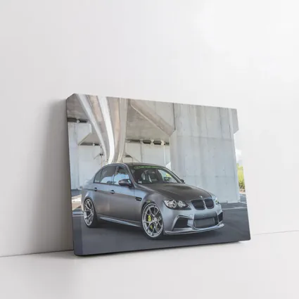 BMW M3 Sedan Matte Gray Under Concrete Bridge