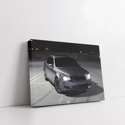 BMW M5 E60 Silver Sedan Night Parking