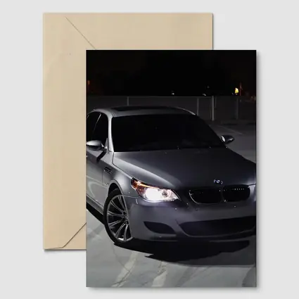 BMW M5 E60 Silver Sedan Night Parking