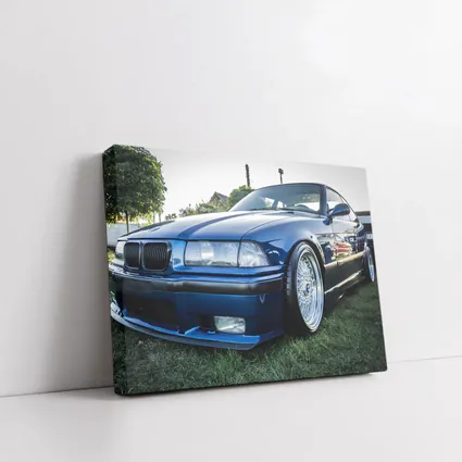 BMW E36 Coupe Slammed Blue Car Meet