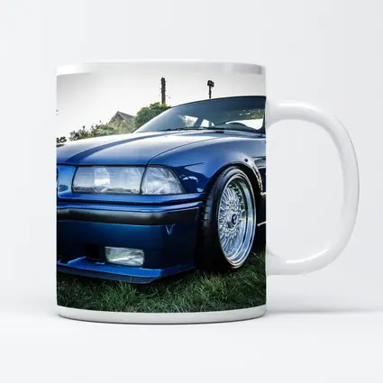 BMW E36 Coupe Slammed Blue Car Meet