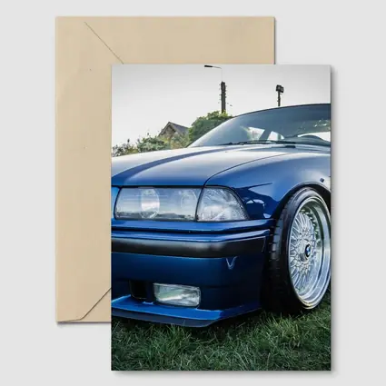BMW E36 Coupe Slammed Blue Car Meet