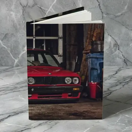 BMW E30 Red Coupe Garage Workshop Scene