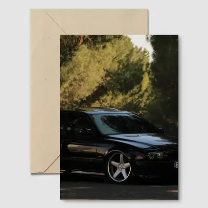 BMW M5 E39 Black Sedan Tree Background