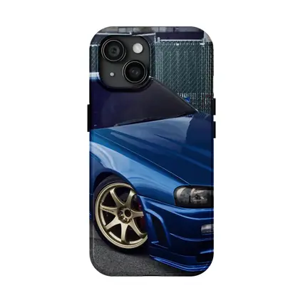 Nissan Skyline GT R R34 Blue Parking Lot