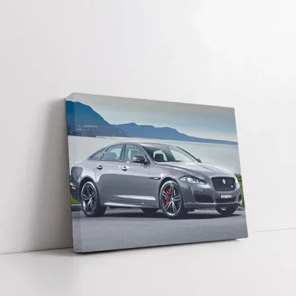 Jaguar XJ Gray Sedan Coastal Mountains Background