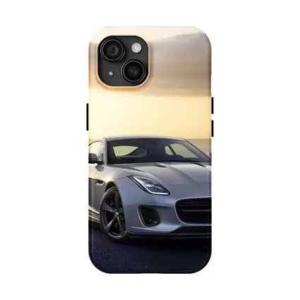Jaguar F-Type Silver Coupe Coastal Sunset