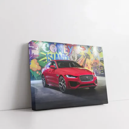 Jaguar XE Red Sedan Coney Island Mural