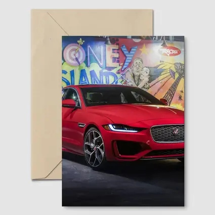 Jaguar XE Red Sedan Coney Island Mural