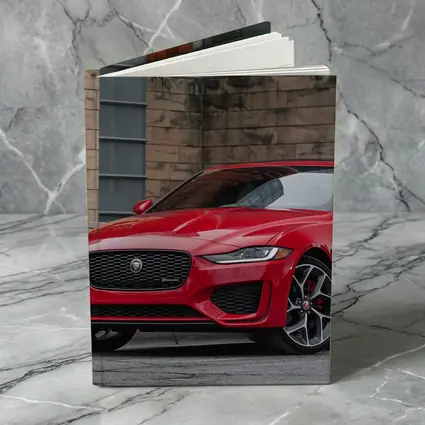 Jaguar XE Red Sedan Urban Building Background