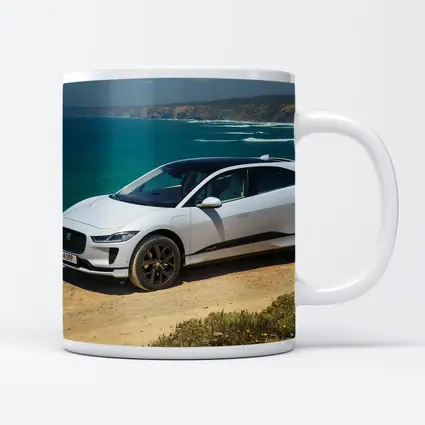 Jaguar I-Pace White SUV Coastal Cliffs
