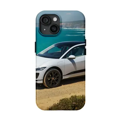 Jaguar I-Pace White SUV Coastal Cliffs