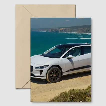 Jaguar I-Pace White SUV Coastal Cliffs