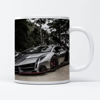 Lamborghini Veneno Gray Supercar Forest Road