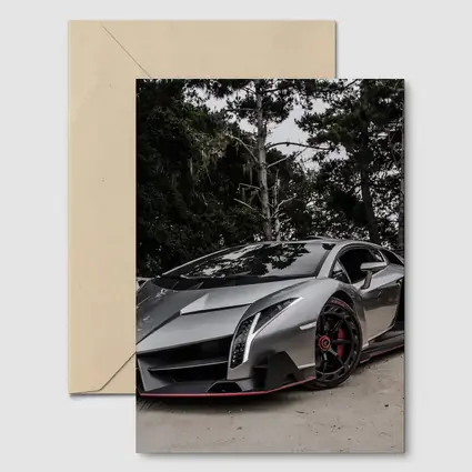 Lamborghini Veneno Gray Supercar Forest Road