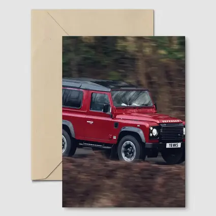 Land Rover Defender Red Forest Road Drive