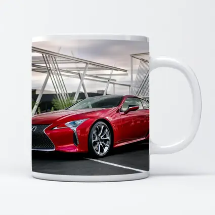 Lexus LC Red Coupe Urban Parking Lot