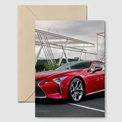 Lexus LC Red Coupe Urban Parking Lot