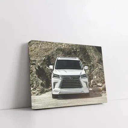 Lexus LX White SUV Rocky Terrain Front View