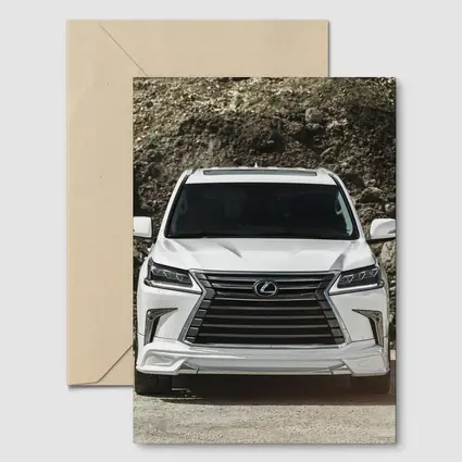 Lexus LX White SUV Rocky Terrain Front View