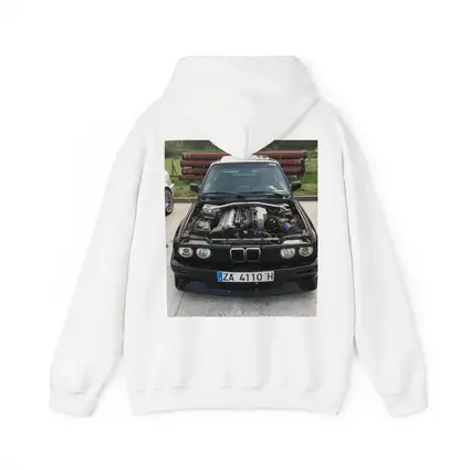 BMW E30 Black Classic Open Hood Engine