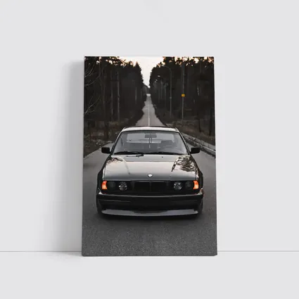 BMW E34 Black Stance Forest Road
