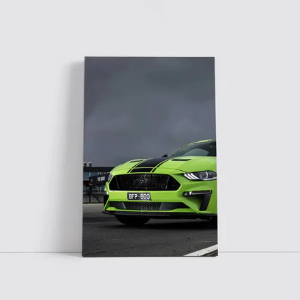 Ford Mustang Green Front View Stormy Track