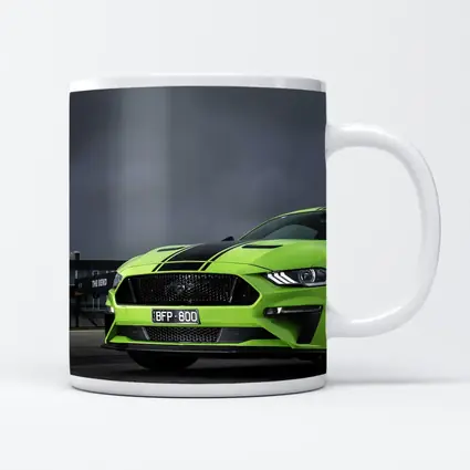 Ford Mustang Green Front View Stormy Track