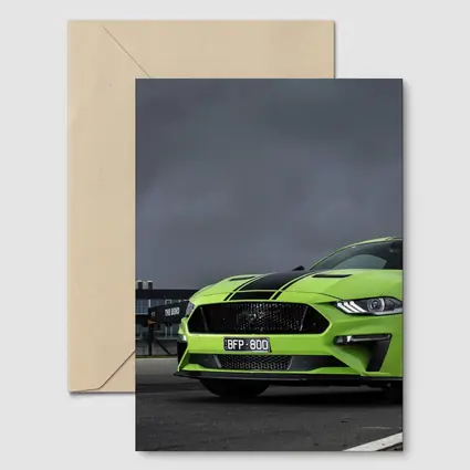 Ford Mustang Green Front View Stormy Track