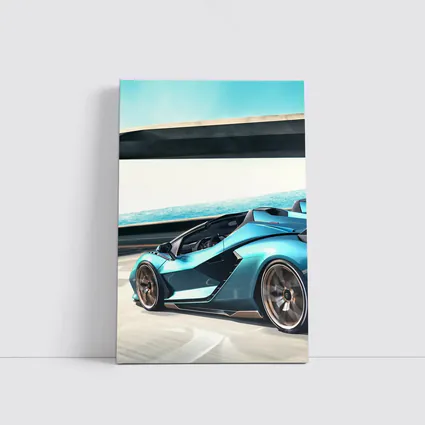 Lamborghini Sian Blue Supercar Coastal Road
