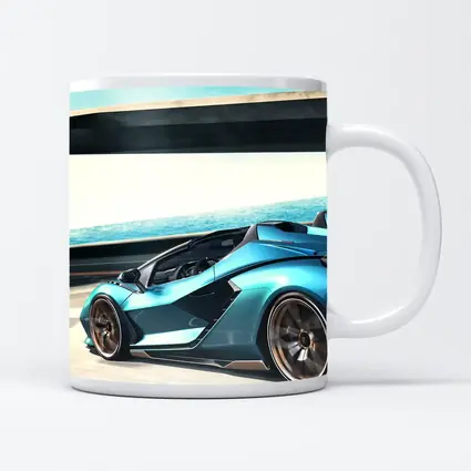 Lamborghini Sian Blue Supercar Coastal Road