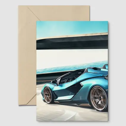 Lamborghini Sian Blue Supercar Coastal Road