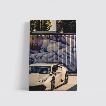 Lamborghini Huracan Beige Graffiti Wall Background