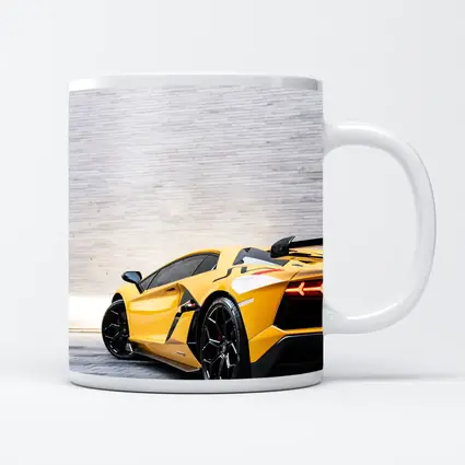 Lamborghini Aventador Yellow Against Concrete Wall