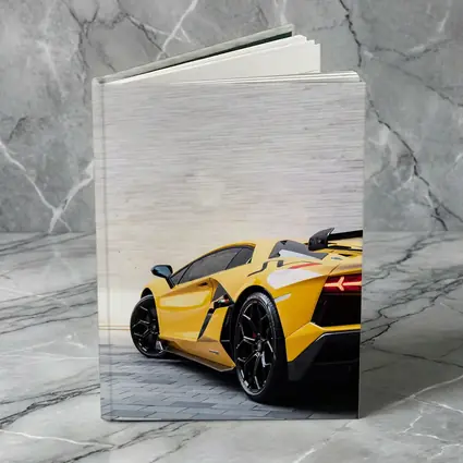Lamborghini Aventador Yellow Against Concrete Wall