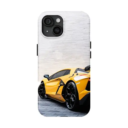Lamborghini Aventador Yellow Against Concrete Wall