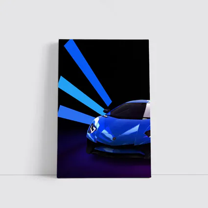 Lamborghini Huracan Blue Neon Light Rays