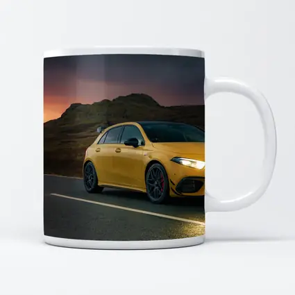 Mercedes AMG Yellow Hatchback Moody Highland Road