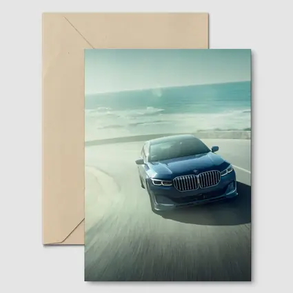 BMW Seven Series Blue Coastal Road Drive
