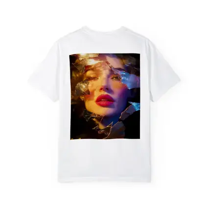 Woman Portrait Shattered Gold Foil Dark Background