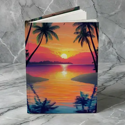 Tropical Sunset Palm Trees Colorful Beach